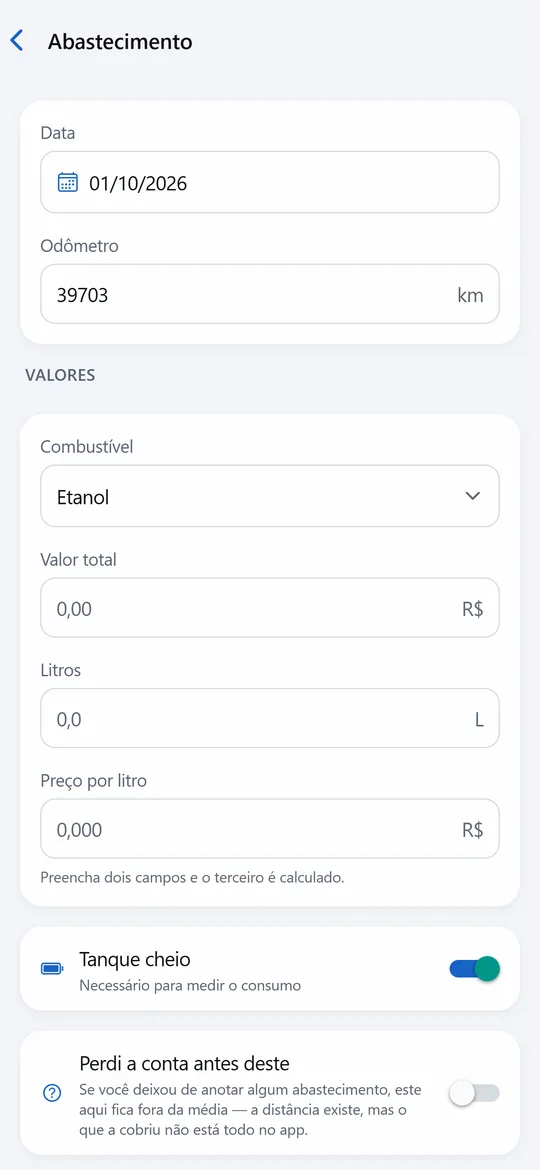 Registro em segundos